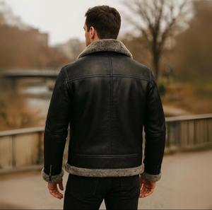 Chaqueta Bomber Impermeable de Cuero Hecha a Mano para Hombre, Cuello Alto, Estilo Urbano, Piel de Vaca, Secado Rápido, Transpirable, Personalizable - Product Image 2