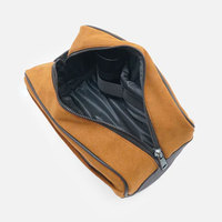 Bolsas de Aseo de Viaje de Cuero Genuino de Alta Calidad con Logotipo Personalizado, Cierre de Cremallera, Asa Suave, Alta Visibilidad, Nuevo Diseño de Moda