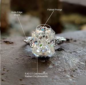 10kt Solid Gold Womens Lab Grown Radiant Cut Vvs Diamond Wedding Promise Rings in New Design - Product Image 4