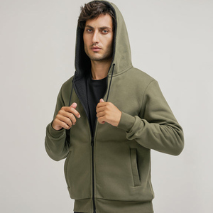 Sweat à capuche pour homme de qualité supérieure, doublure intérieure en polaire sherpa, couleur unie, vêtements d'extérieur pour homme, manches longues, coupe-vent - Product Image 5