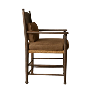 Chaise de salle à manger en bois massif avec coussin rembourré, détail de siège tissé, style fermier classique pour la maison, le café, le restaurant - Product Image 3