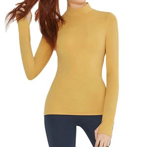เสื้อยืดคอเต่าของผู้หญิงเสื้อยืดฟิตเนสแขนยาวสำหรับใส่เล่นกีฬาโยคะสั่งทำได้ - Product Image 4