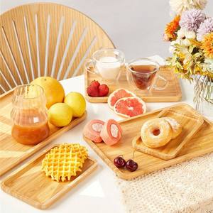 Assiettes à dîner en bois de bambou rondes biodégradables zéro déchet ensemble de plats de service pour buffet en bois naturel pour restaurant - Product Image 5