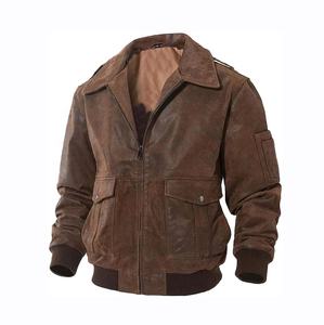 OEM Flight Jacket Bomber Hombres Custom bordado de cuero Bomber Jacket - Product Image 3