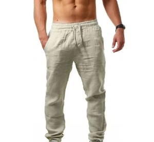 Pantalones Deportivos Casuales de Lona de Peso Medio, Holgados, de Pierna Recta, con Cierre de Cordón, Pantalones para Hombre, Lavados - Product Image 3