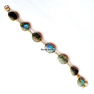 Bracelet à maillons plaqué or 18 carats en argent sterling 925 avec Labradorite Flashy bleue naturelle, nouveauté, cadeaux pour femmes et filles - Product Image 2