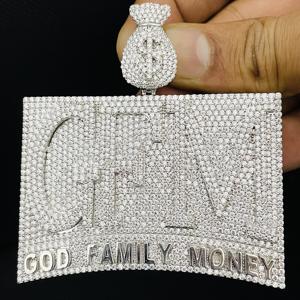 Colgante de Letra Personalizada con Diamantes Naturales Redondos de Corte Brillante, Chapado en Oro de 10K, Estilo Hip Hop, Joyería Unisex - Product Image 3