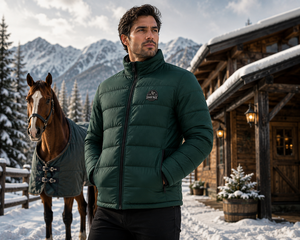 Camiseta Interior Deportiva para Hombre Tough Tack, Verde, Acolchada, Ligera, de Poliéster, Secado Rápido, Cierre de Cremallera, Corte Holgado, Color Sólido, para Equitación - Product Image 5