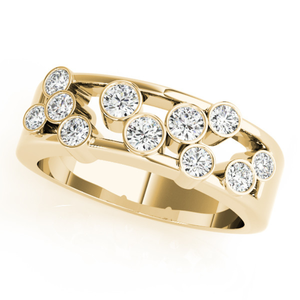 Bague en or jaune radieux sertie de diamants ronds pour femmes, élégante, scintillante, opulente, souvenir, cadeau d'anniversaire - Product Image 3