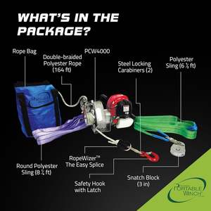 PRECIO DE FÁBRICA Cabrestante Portátil Winnch PCW4000-A a Gasolina con Accesorios, Capacidad de Arrastre de 2,200 lbs, Motor GX-50 - Product Image 3