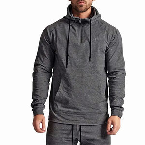 Sudadera con capucha de forro polar de media cremallera para hombre, a la moda, de alta calidad, 100% algodón, para invierno, con diseño de logotipo, bolsillo, antiencogimiento, tallas grandes - Product Image 1