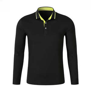 Vente en gros taille personnalisée hommes 100% coton pour polos solide haute rue contraste couleur manches longues techniques brodées - Product Image 4