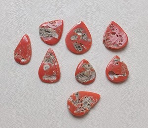 100% Cabochon de corail rouge italien naturel pierre précieuse en forme de poire en vrac pour la fabrication de bijoux directement d'Italie - Product Image 5