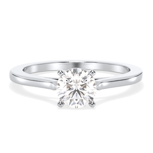 Bague de fiançailles solitaire REYES en or blanc 14 carats avec moissanite ronde de 1,06 carat, bijoux fins pour femmes, cadeau de mariage - Product Image 1