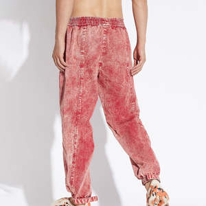 Venta al por mayor pantalones de chándal holgados vintage desgastados lavado con ácido ropa de calle de algodón personalizada joggers de hombre de gran tamaño ligero medio - Product Image 5