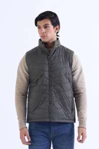 Gilet matelassé gris foncé pour homme, veste isolante imperméable, grande taille, fermeture éclair, vêtement extérieur en softshell - Product Image 6