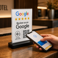 Kartu Ulasan NFC dengan Stand Meja Akrilik 13.56 MHz Layar Tanpa Kontak untuk Restoran, Hotel, Ritel, Salon
