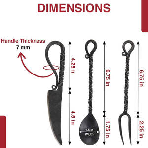 Juego de Cubiertos de Plata Forjados a Mano, Estilo Medieval, para Comedor, Cocina, Camping, Barbacoa, Cuchillo y Tenedor - Product Image 2