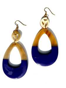 Pendientes étnicos elegantes de diamantes y perlas, hechos a mano, cuerno de búfalo, gota colgante, joyería de cuerno Real Natural - Product Image 4