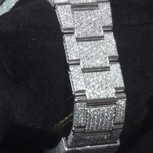 Reloj de Cuarzo Cronógrafo de Lujo para Hombre, Estilo Hip Hop, con Diamantes Cultivados en Laboratorio, Caja de Acero Inoxidable, Correa de Oro Amarillo, VVS - Product Image 2