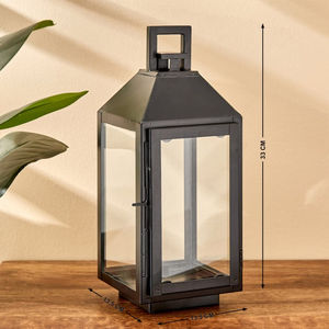 Juego de 2 linternas rectangulares de metal negro con paneles de vidrio, candelabros para interiores y exteriores, centros de mesa de decoración de bodas para el hogar - Product Image 4