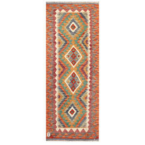 Alfombra Kilim de Maimana, Afganistán, 193 x 76 cm, Alfombras y Juegos de Alfombras - Product Image 1