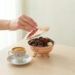 Turco hecho a mano Defne cobre martillado a mano azucarero especias hierba contenedor con tapa y mango de latón estilo otomano - Product Image 3