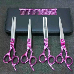 Juego de tijeras profesionales de 8 pulgadas para el cuidado del perro, azul y negro, herramientas de peinado de pelo curvo recto multiusos de alta calidad, duraderas - Product Image 3