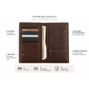 Portefeuille de voyage vintage en cuir Crazy Horse, ouvert, court, avec blocage RFID et porte-cartes pour hommes et femmes - Product Image 5