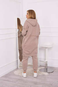Conjunto aislado con Sudadera larga para mujer, traje de chándal acolchado con capucha, ajuste Regular, color beige oscuro - Product Image 3