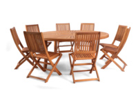 Ensemble de salle à manger rond en bois d'acacia royal Design moderne pour le jardin ou la terrasse Utilisation extérieure Meubles de restaurant durables