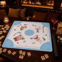 Tapis de Mahjong Américain Moderne, Motif Floral Papillon Cocktail, Conception Pliable, Antidérapant, Réduction du Bruit, Sac de Transport Inclus