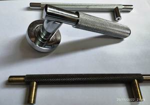 Silver Luxury Custom Appliance Pulls European Style Knurled Handles Long <b>Wardrobe</b> Door Kitchen Cabinet Brass Long Pull Handle - Product Image 6