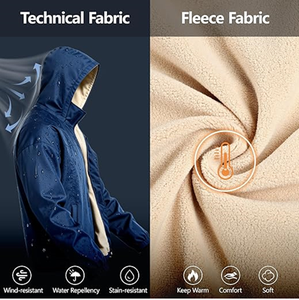 Veste en polaire softshell à double boutonnage décontractée pour homme, en fourrure de mouton, avec sequins, capuche amovible, réversible, coupe-vent bomber - Product Image 6