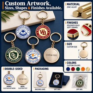 Llavero de Metal Esmaltado Suave de Doble Cara con Logotipo Escolar Personalizado, Recuerdo Académico, Regalo OEM ODM - Product Image 4