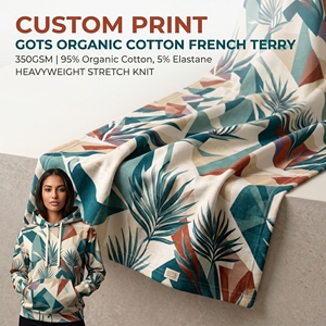 <span class=keywords><strong>Tissu</strong></span> en molleton français en coton biologique et polyester recyclé, certifié GOTS et GRS, impression personnalisée, 350 GSM, tricot <span class=keywords><strong>extensible</strong></span> - Product Image 1