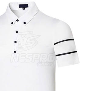 Transpirable de punto sólido 100% algodón para hombres para camisas con impresión de logotipo personalizado Diseño elegante de secado rápido y manga corta - Product Image 5