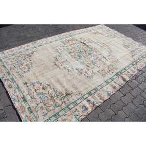 Alfombra Turca, Alfombra Grande de 5.6x9.5 pies, Alfombra Azul a Rayas - Product Image 3