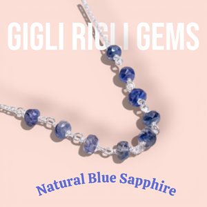 Handmade Ethnic Style <b>Necklace</b> with Natural Blue Sapphire Rondelle Beads <b>Fine</b> <b>Beaded</b> Chain - Product Image 2