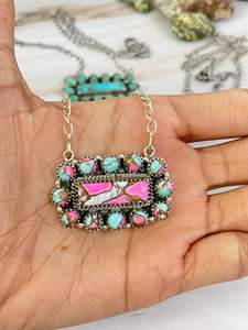 Fait à la main en argent Sterling barbe à papa violet Kingman Mojave Kingman Turquoise collier Unique Artisan bijoux - Product Image 5