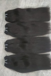 Vente en gros d'extensions de cheveux Remy indiens à double dessin, vendeur de cheveux humains indiens doux de style vague d'eau droite avec os à bas prix - Product Image 2