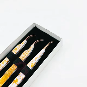 Pinzas para Pestañas de Marca Privada al por Mayor, Acero Inoxidable Sólido, Dos Tonos de Color con Punta Dorada Rosa, Agarre de Diamante, Pinzas para Volumen de Pestañas - Product Image 6