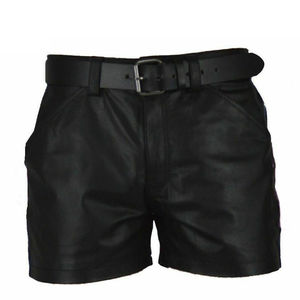 Shorts en cuir de qualité supérieure pour hommes, en cuir véritable, avec sangles latérales, rembourrés, design unique et tendance, shorts en cuir pour hommes - Product Image 1