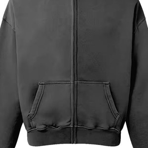 Sudadera con capucha y cremallera de manga larga para hombre, de felpa francesa 100% algodón, bordada, estilo hip hop, para invierno, de peso pesado, personalizada - Product Image 4