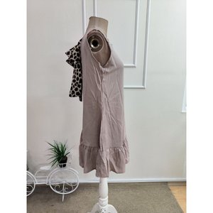 Robe courte à bretelles et col rond pour femme avec nœud au dos, imprimé léopard, en viscose tissée à lacets, 35354 - Beige - Product Image 6