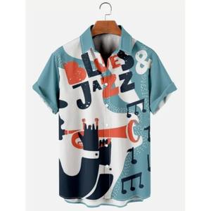 เสื้อเชิ๊ตผู้ชายแขนสั้นผ้าคอตตอนแบบแห้งเร็วเสื้อเชิ๊ตพิมพ์ลายซับลิเมชันแบบลำลองสำหรับ100% - Product Image 6