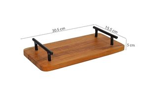 ถาดเสิร์ฟทำจากไม้แบบทันสมัยพร้อมที่จับโลหะดีไซน์เพรียวบางทนทานน้ำหนักเบาเหมาะสำหรับมื้อเช้า - Product Image 2