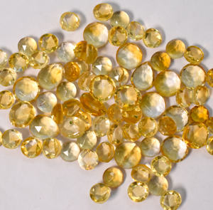 Natural Citrine Round <b>Rose</b> cut Faceted Loose Gemstone 6 mm - 8 mm 84.35 Cts Wholesale Lot 86 Pieces - Product Image 1