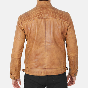 แจ็คเก็ตหนังสไตล์คลาสสิกแบบนักศึกษา ปกตั้ง เย็บแนวนอน สำหรับผู้ชาย - Product Image 6