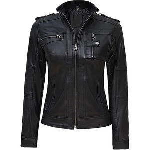 Veste de moto en cuir coupe ajustée manteau court revers vestes en PU automne et hiver nouvelle fermeture éclair support coupe-vent manteau vêtements personnalisés - Product Image 3